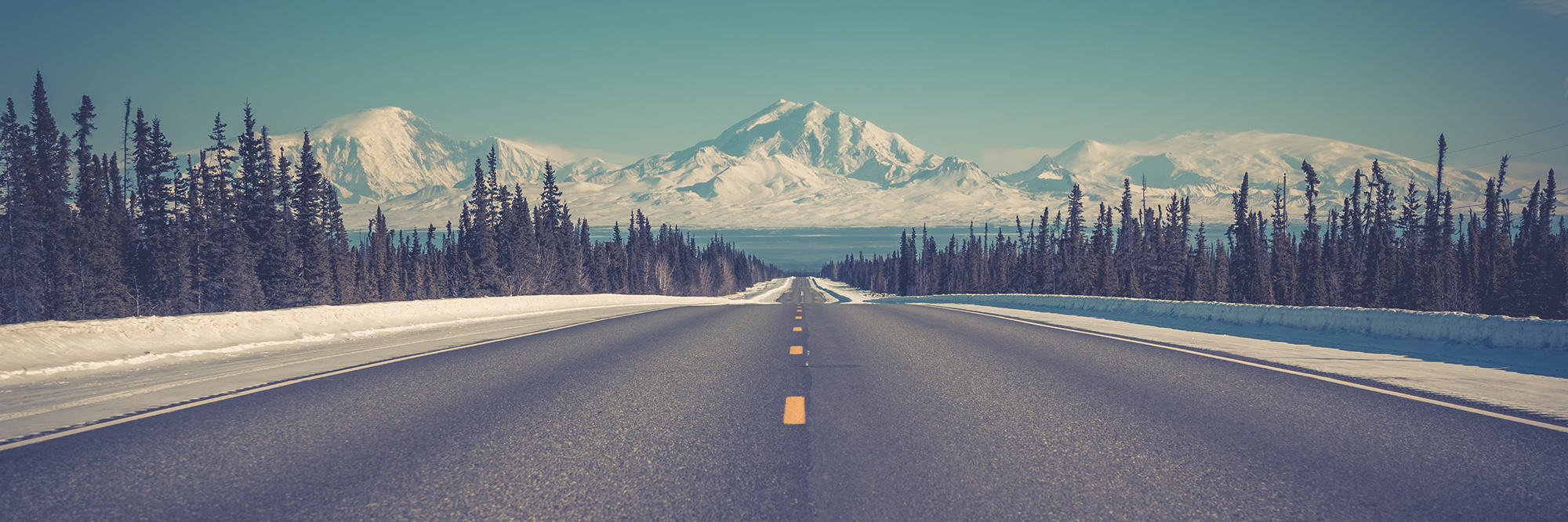 Open winter road in National Park